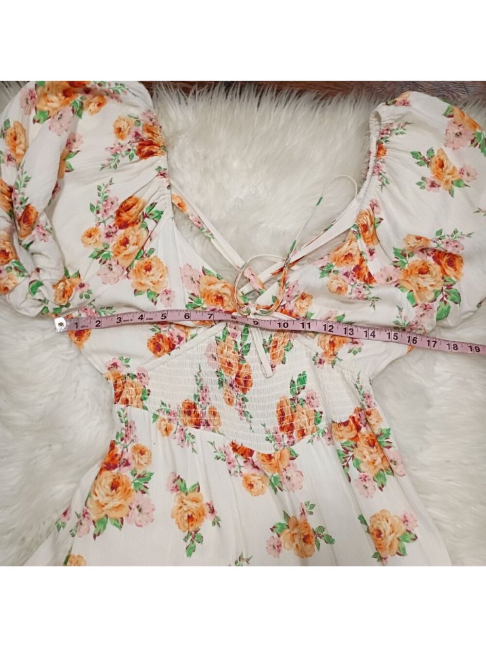 NWT Coco + Jaimeson Mini Dress Women's Bridal Blush Floral Design Lined Puff - Picture 13 of 14